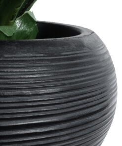 GloboStar® Artificial Garden BARRIO 20774 Επιδαπέδιο Πολυεστερικό Τσιμεντένιο Κασπώ Γλάστρα – Flower Pot Μαύρο Φ45 x Υ63cm