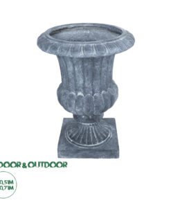 GloboStar® Artificial Garden ALCAZAR 20777 Επιδαπέδιο Πολυεστερικό Τσιμεντένιο Κασπώ Γλάστρα – Flower Pot Γκρι Φ51 x Υ71cm