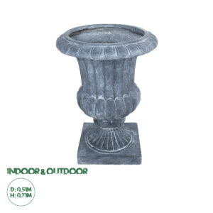 GloboStar® Artificial Garden ALCAZAR 20777 Επιδαπέδιο Πολυεστερικό Τσιμεντένιο Κασπώ Γλάστρα – Flower Pot Γκρι Φ51 x Υ71cm