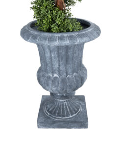 GloboStar® Artificial Garden ALCAZAR 20777 Επιδαπέδιο Πολυεστερικό Τσιμεντένιο Κασπώ Γλάστρα – Flower Pot Γκρι Φ51 x Υ71cm