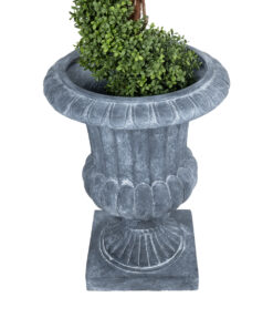 GloboStar® Artificial Garden ALCAZAR 20777 Επιδαπέδιο Πολυεστερικό Τσιμεντένιο Κασπώ Γλάστρα – Flower Pot Γκρι Φ51 x Υ71cm