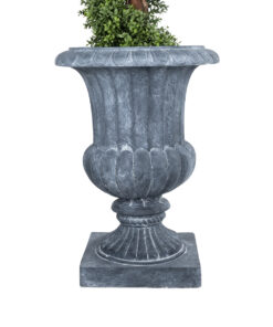 GloboStar® Artificial Garden ALCAZAR 20777 Επιδαπέδιο Πολυεστερικό Τσιμεντένιο Κασπώ Γλάστρα – Flower Pot Γκρι Φ51 x Υ71cm