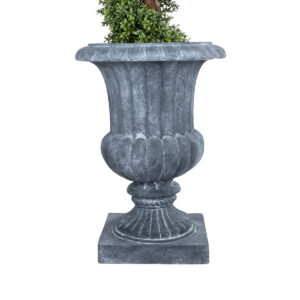 GloboStar® Artificial Garden ALCAZAR 20777 Επιδαπέδιο Πολυεστερικό Τσιμεντένιο Κασπώ Γλάστρα – Flower Pot Γκρι Φ51 x Υ71cm