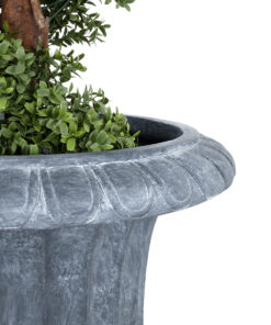 GloboStar® Artificial Garden ALCAZAR 20777 Επιδαπέδιο Πολυεστερικό Τσιμεντένιο Κασπώ Γλάστρα – Flower Pot Γκρι Φ51 x Υ71cm