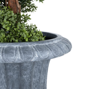 GloboStar® Artificial Garden ALCAZAR 20777 Επιδαπέδιο Πολυεστερικό Τσιμεντένιο Κασπώ Γλάστρα – Flower Pot Γκρι Φ51 x Υ71cm