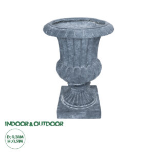 GloboStar® Artificial Garden ALCAZAR 20778 Επιδαπέδιο Πολυεστερικό Τσιμεντένιο Κασπώ Γλάστρα – Flower Pot Γκρι Φ38 x Υ51cm