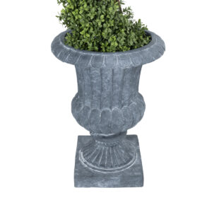 GloboStar® Artificial Garden ALCAZAR 20778 Επιδαπέδιο Πολυεστερικό Τσιμεντένιο Κασπώ Γλάστρα – Flower Pot Γκρι Φ38 x Υ51cm