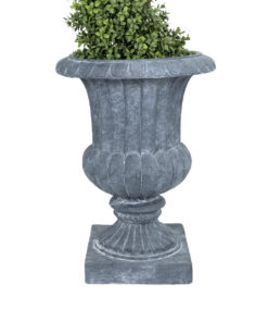 GloboStar® Artificial Garden ALCAZAR 20778 Επιδαπέδιο Πολυεστερικό Τσιμεντένιο Κασπώ Γλάστρα – Flower Pot Γκρι Φ38 x Υ51cm