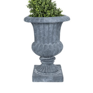 GloboStar® Artificial Garden ALCAZAR 20778 Επιδαπέδιο Πολυεστερικό Τσιμεντένιο Κασπώ Γλάστρα – Flower Pot Γκρι Φ38 x Υ51cm