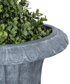 GloboStar® Artificial Garden ALCAZAR 20778 Επιδαπέδιο Πολυεστερικό Τσιμεντένιο Κασπώ Γλάστρα – Flower Pot Γκρι Φ38 x Υ51cm