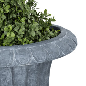 GloboStar® Artificial Garden ALCAZAR 20778 Επιδαπέδιο Πολυεστερικό Τσιμεντένιο Κασπώ Γλάστρα – Flower Pot Γκρι Φ38 x Υ51cm