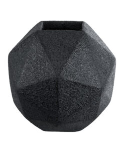 GloboStar® Artificial Garden CARNABY 20779 Επιδαπέδιο Πολυεστερικό Τσιμεντένιο Κασπώ Γλάστρα – Flower Pot Μαύρο Μ38 x Π38 x Υ38cm