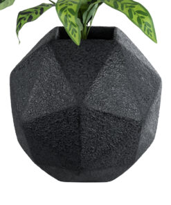 GloboStar® Artificial Garden CARNABY 20779 Επιδαπέδιο Πολυεστερικό Τσιμεντένιο Κασπώ Γλάστρα – Flower Pot Μαύρο Μ38 x Π38 x Υ38cm