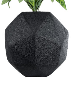 GloboStar® Artificial Garden CARNABY 20779 Επιδαπέδιο Πολυεστερικό Τσιμεντένιο Κασπώ Γλάστρα – Flower Pot Μαύρο Μ38 x Π38 x Υ38cm