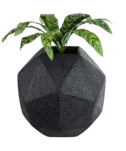 GloboStar® Artificial Garden CARNABY 20779 Επιδαπέδιο Πολυεστερικό Τσιμεντένιο Κασπώ Γλάστρα – Flower Pot Μαύρο Μ38 x Π38 x Υ38cm