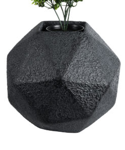 GloboStar® Artificial Garden CARNABY 20780 Επιδαπέδιο Πολυεστερικό Τσιμεντένιο Κασπώ Γλάστρα – Flower Pot Μαύρο Μ30 x Π30 x Υ30cm