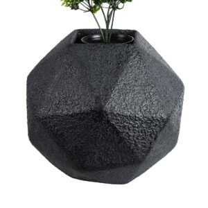 GloboStar® Artificial Garden CARNABY 20780 Επιδαπέδιο Πολυεστερικό Τσιμεντένιο Κασπώ Γλάστρα – Flower Pot Μαύρο Μ30 x Π30 x Υ30cm