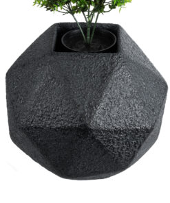 GloboStar® Artificial Garden CARNABY 20780 Επιδαπέδιο Πολυεστερικό Τσιμεντένιο Κασπώ Γλάστρα – Flower Pot Μαύρο Μ30 x Π30 x Υ30cm