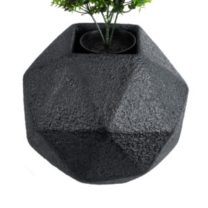 GloboStar® Artificial Garden CARNABY 20780 Επιδαπέδιο Πολυεστερικό Τσιμεντένιο Κασπώ Γλάστρα – Flower Pot Μαύρο Μ30 x Π30 x Υ30cm
