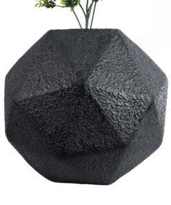 GloboStar® Artificial Garden CARNABY 20780 Επιδαπέδιο Πολυεστερικό Τσιμεντένιο Κασπώ Γλάστρα – Flower Pot Μαύρο Μ30 x Π30 x Υ30cm