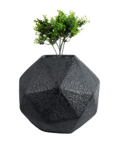 GloboStar® Artificial Garden CARNABY 20780 Επιδαπέδιο Πολυεστερικό Τσιμεντένιο Κασπώ Γλάστρα – Flower Pot Μαύρο Μ30 x Π30 x Υ30cm