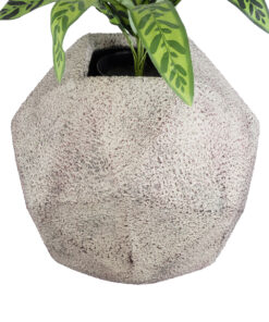 GloboStar® Artificial Garden BOROUGH 20781 Επιδαπέδιο Πολυεστερικό Τσιμεντένιο Κασπώ Γλάστρα – Flower Pot Λευκό με Μπεζ Μ38 x Π38 x Υ38cm