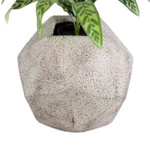 GloboStar® Artificial Garden BOROUGH 20781 Επιδαπέδιο Πολυεστερικό Τσιμεντένιο Κασπώ Γλάστρα – Flower Pot Λευκό με Μπεζ Μ38 x Π38 x Υ38cm