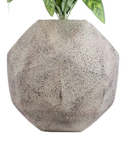 GloboStar® Artificial Garden BOROUGH 20781 Επιδαπέδιο Πολυεστερικό Τσιμεντένιο Κασπώ Γλάστρα – Flower Pot Λευκό με Μπεζ Μ38 x Π38 x Υ38cm