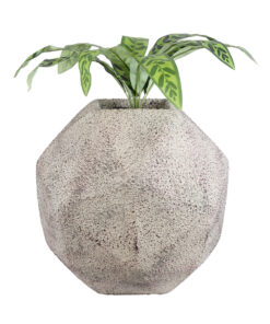 GloboStar® Artificial Garden BOROUGH 20781 Επιδαπέδιο Πολυεστερικό Τσιμεντένιο Κασπώ Γλάστρα – Flower Pot Λευκό με Μπεζ Μ38 x Π38 x Υ38cm