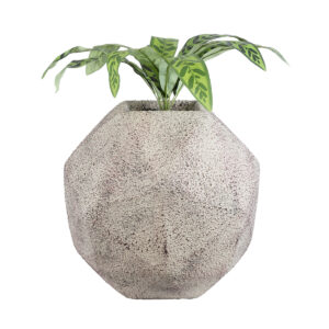 GloboStar® Artificial Garden BOROUGH 20781 Επιδαπέδιο Πολυεστερικό Τσιμεντένιο Κασπώ Γλάστρα – Flower Pot Λευκό με Μπεζ Μ38 x Π38 x Υ38cm