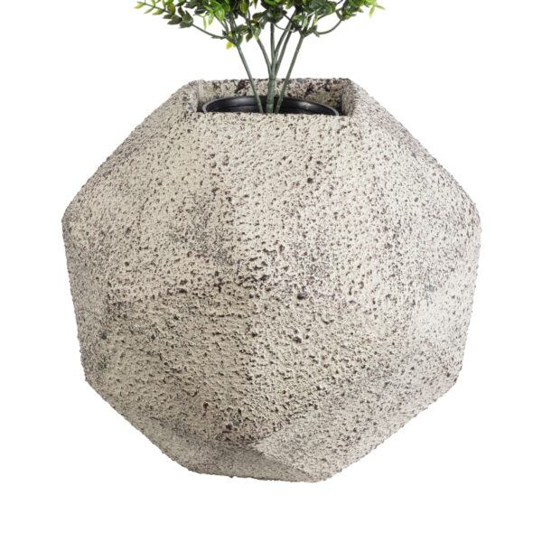 GloboStar® Artificial Garden BOROUGH 20782 Επιδαπέδιο Πολυεστερικό Τσιμεντένιο Κασπώ Γλάστρα – Flower Pot Λευκό με Μπεζ Μ30 x Π30 x Υ30cm