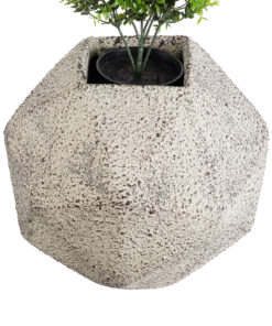 GloboStar® Artificial Garden BOROUGH 20782 Επιδαπέδιο Πολυεστερικό Τσιμεντένιο Κασπώ Γλάστρα – Flower Pot Λευκό με Μπεζ Μ30 x Π30 x Υ30cm