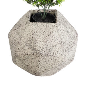 GloboStar® Artificial Garden BOROUGH 20782 Επιδαπέδιο Πολυεστερικό Τσιμεντένιο Κασπώ Γλάστρα – Flower Pot Λευκό με Μπεζ Μ30 x Π30 x Υ30cm