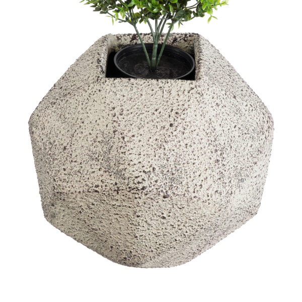 GloboStar® Artificial Garden BOROUGH 20782 Επιδαπέδιο Πολυεστερικό Τσιμεντένιο Κασπώ Γλάστρα – Flower Pot Λευκό με Μπεζ Μ30 x Π30 x Υ30cm