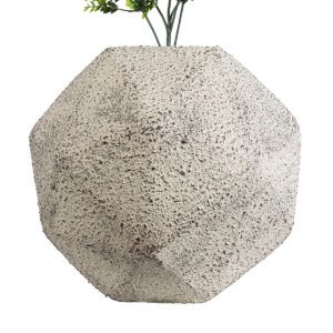 GloboStar® Artificial Garden BOROUGH 20782 Επιδαπέδιο Πολυεστερικό Τσιμεντένιο Κασπώ Γλάστρα – Flower Pot Λευκό με Μπεζ Μ30 x Π30 x Υ30cm
