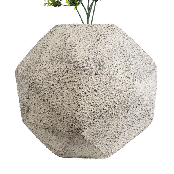 GloboStar® Artificial Garden BOROUGH 20782 Επιδαπέδιο Πολυεστερικό Τσιμεντένιο Κασπώ Γλάστρα – Flower Pot Λευκό με Μπεζ Μ30 x Π30 x Υ30cm