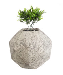 GloboStar® Artificial Garden BOROUGH 20782 Επιδαπέδιο Πολυεστερικό Τσιμεντένιο Κασπώ Γλάστρα – Flower Pot Λευκό με Μπεζ Μ30 x Π30 x Υ30cm