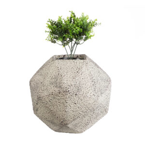 GloboStar® Artificial Garden BOROUGH 20782 Επιδαπέδιο Πολυεστερικό Τσιμεντένιο Κασπώ Γλάστρα – Flower Pot Λευκό με Μπεζ Μ30 x Π30 x Υ30cm