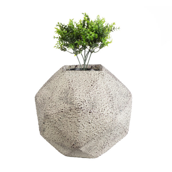 GloboStar® Artificial Garden BOROUGH 20782 Επιδαπέδιο Πολυεστερικό Τσιμεντένιο Κασπώ Γλάστρα – Flower Pot Λευκό με Μπεζ Μ30 x Π30 x Υ30cm