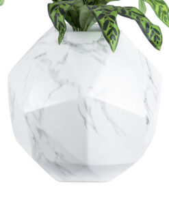 GloboStar® Artificial Garden BRIXTON 20783 Επιδαπέδιο Πολυεστερικό Τσιμεντένιο Κασπώ Γλάστρα – Flower Pot Λευκό Μ38 x Π38 x Υ38cm