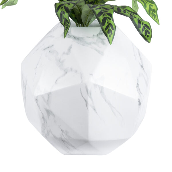 GloboStar® Artificial Garden BRIXTON 20783 Επιδαπέδιο Πολυεστερικό Τσιμεντένιο Κασπώ Γλάστρα – Flower Pot Λευκό Μ38 x Π38 x Υ38cm