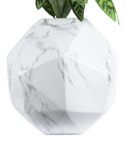 GloboStar® Artificial Garden BRIXTON 20783 Επιδαπέδιο Πολυεστερικό Τσιμεντένιο Κασπώ Γλάστρα – Flower Pot Λευκό Μ38 x Π38 x Υ38cm