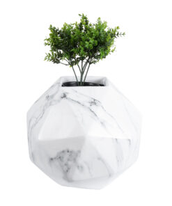 GloboStar® Artificial Garden BRIXTON 20784 Επιδαπέδιο Πολυεστερικό Τσιμεντένιο Κασπώ Γλάστρα – Flower Pot Λευκό Μ30 x Π30 x Υ30cm