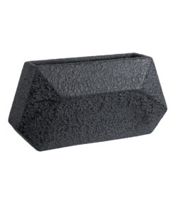GloboStar® Artificial Garden GREENWICH 20785 Επιδαπέδιο Πολυεστερικό Τσιμεντένιο Κασπώ Γλάστρα – Flower Pot Μαύρο Μ40 x Π16 x Υ21cm