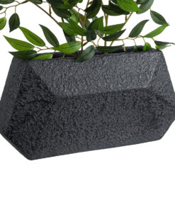 GloboStar® Artificial Garden GREENWICH 20785 Επιδαπέδιο Πολυεστερικό Τσιμεντένιο Κασπώ Γλάστρα – Flower Pot Μαύρο Μ40 x Π16 x Υ21cm