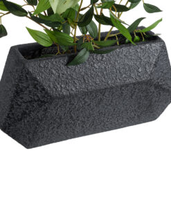 GloboStar® Artificial Garden GREENWICH 20785 Επιδαπέδιο Πολυεστερικό Τσιμεντένιο Κασπώ Γλάστρα – Flower Pot Μαύρο Μ40 x Π16 x Υ21cm
