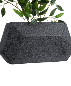 GloboStar® Artificial Garden GREENWICH 20785 Επιδαπέδιο Πολυεστερικό Τσιμεντένιο Κασπώ Γλάστρα – Flower Pot Μαύρο Μ40 x Π16 x Υ21cm