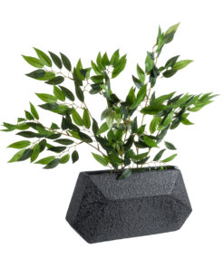 GloboStar® Artificial Garden GREENWICH 20785 Επιδαπέδιο Πολυεστερικό Τσιμεντένιο Κασπώ Γλάστρα – Flower Pot Μαύρο Μ40 x Π16 x Υ21cm