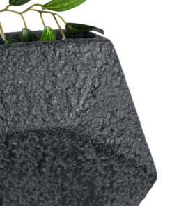 GloboStar® Artificial Garden GREENWICH 20785 Επιδαπέδιο Πολυεστερικό Τσιμεντένιο Κασπώ Γλάστρα – Flower Pot Μαύρο Μ40 x Π16 x Υ21cm