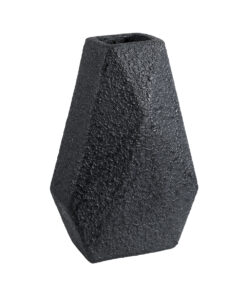 GloboStar® Artificial Garden GREENWICH 20786 Επιδαπέδιο Πολυεστερικό Τσιμεντένιο Κασπώ Γλάστρα – Flower Pot Μαύρο Μ20 x Π14 x Υ32cm